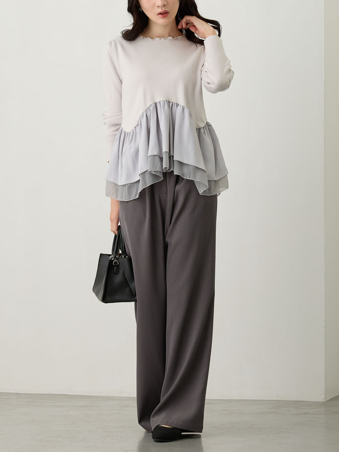 ドッキングペプラムニット Light gray