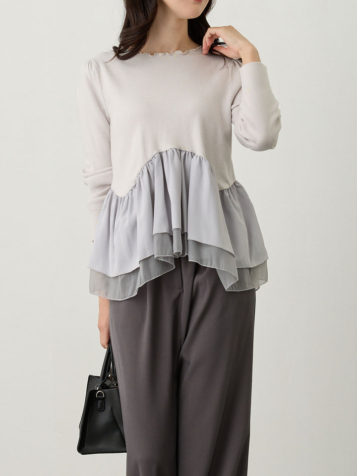 ドッキングペプラムニット Light gray