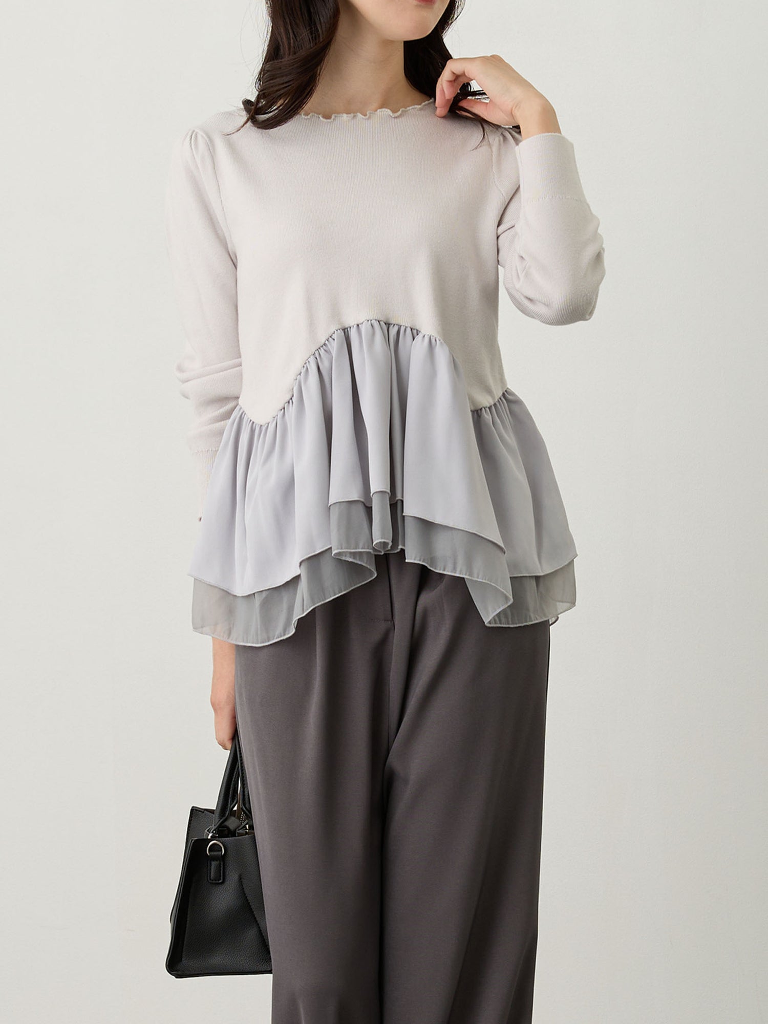 ドッキングペプラムニット Light gray