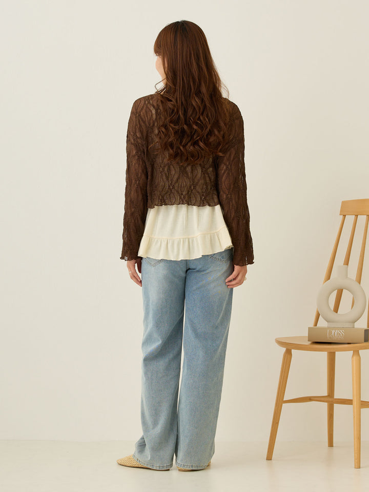 2wayレースカーディガン Brown