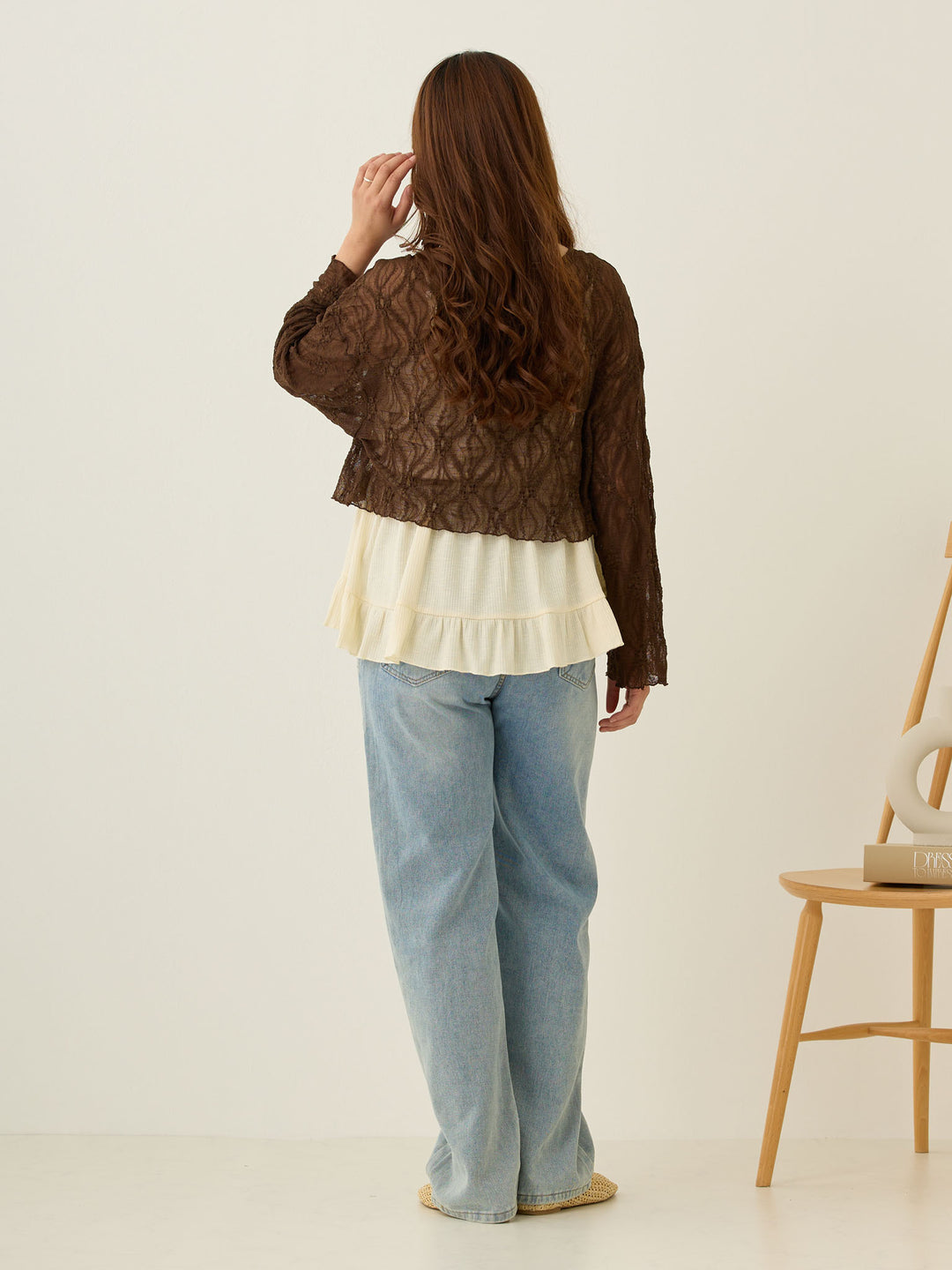 2wayレースカーディガン Brown