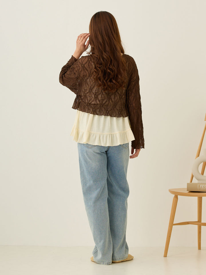 2wayレースカーディガン Brown