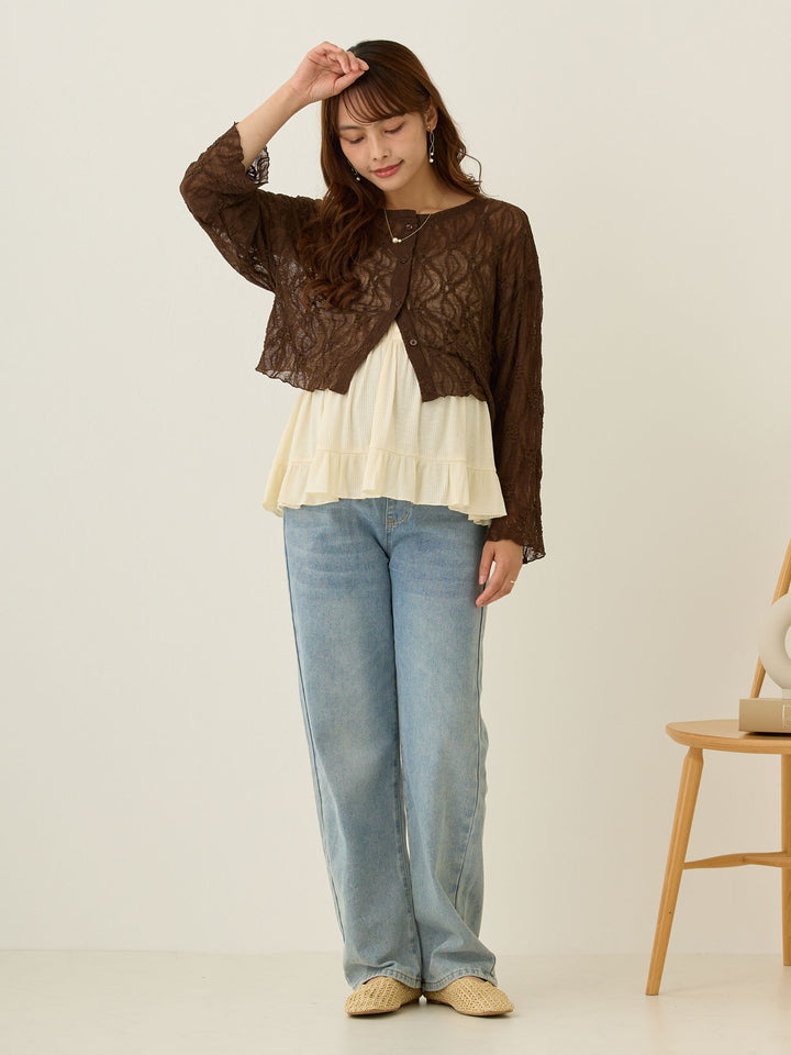 2wayレースカーディガン Brown