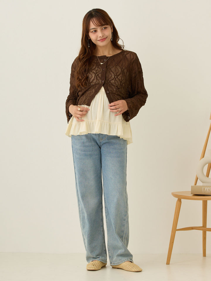 2wayレースカーディガン Brown