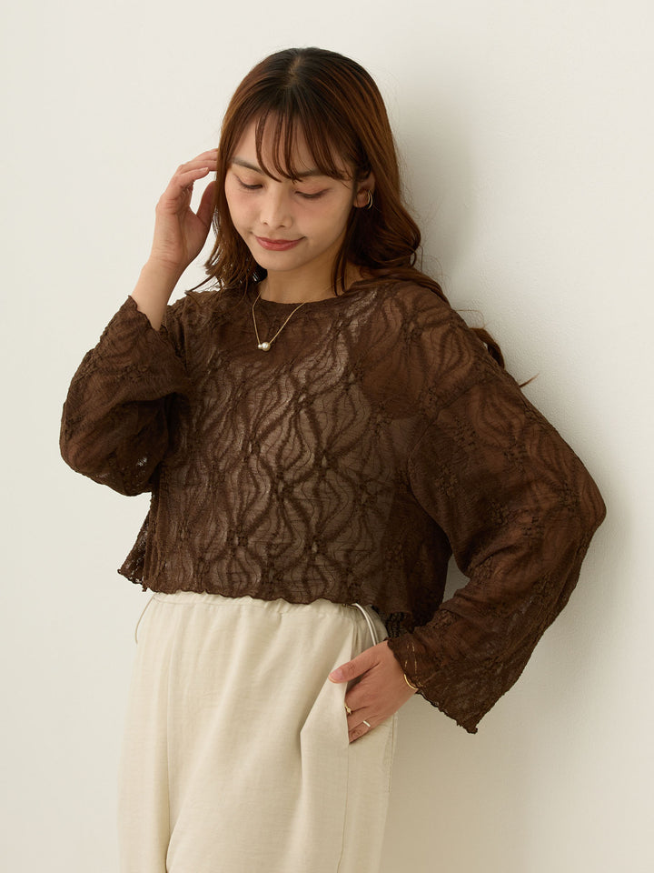 2wayレースカーディガン Brown