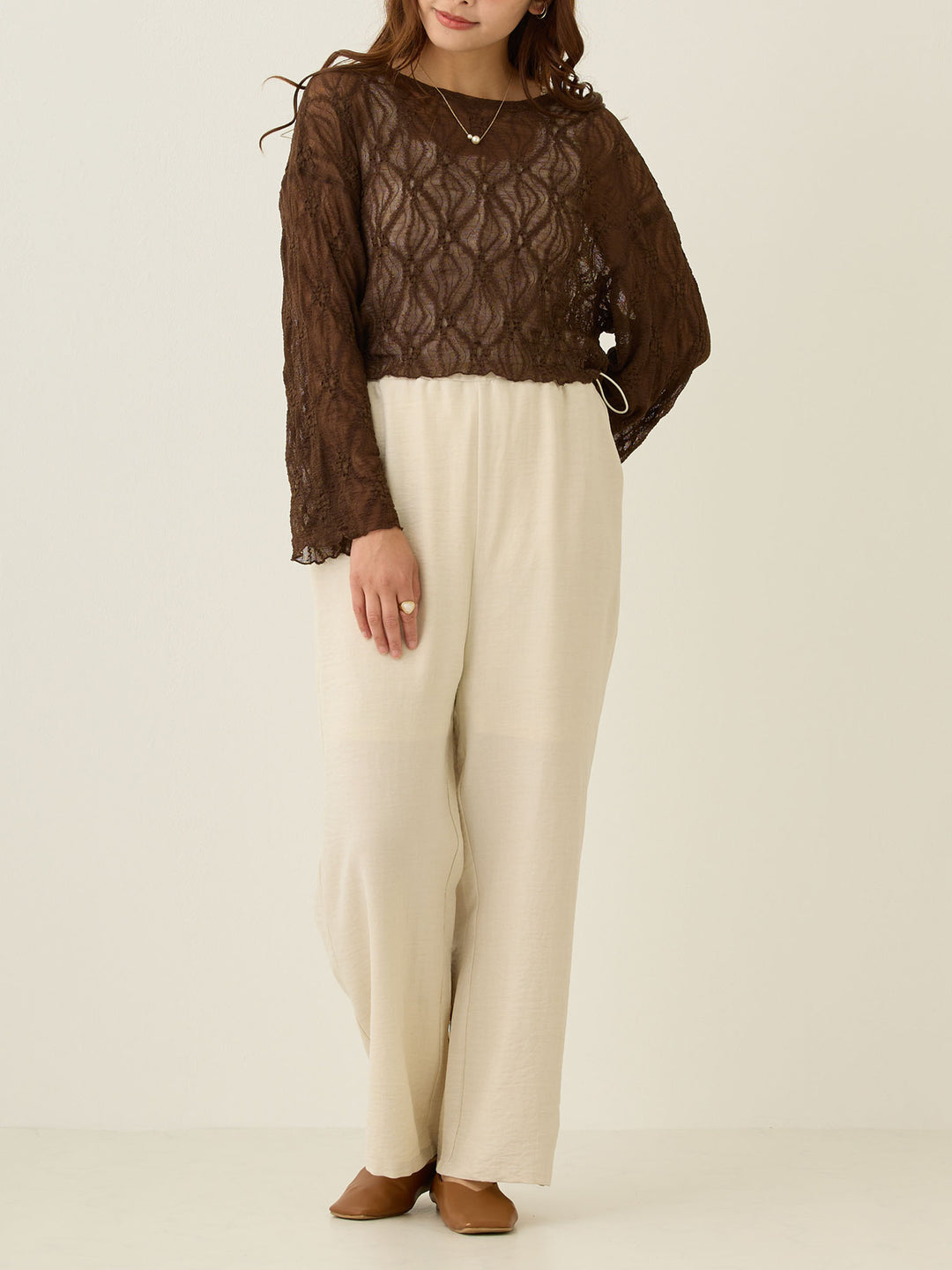 2wayレースカーディガン Brown