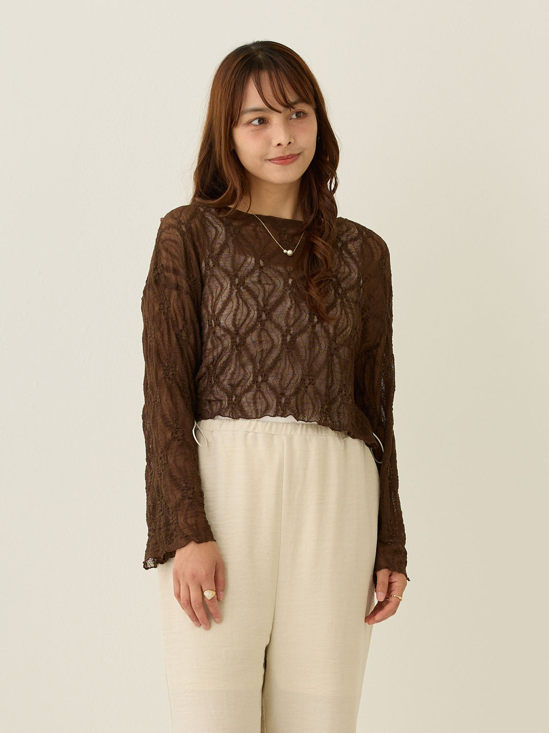 2wayレースカーディガン Brown