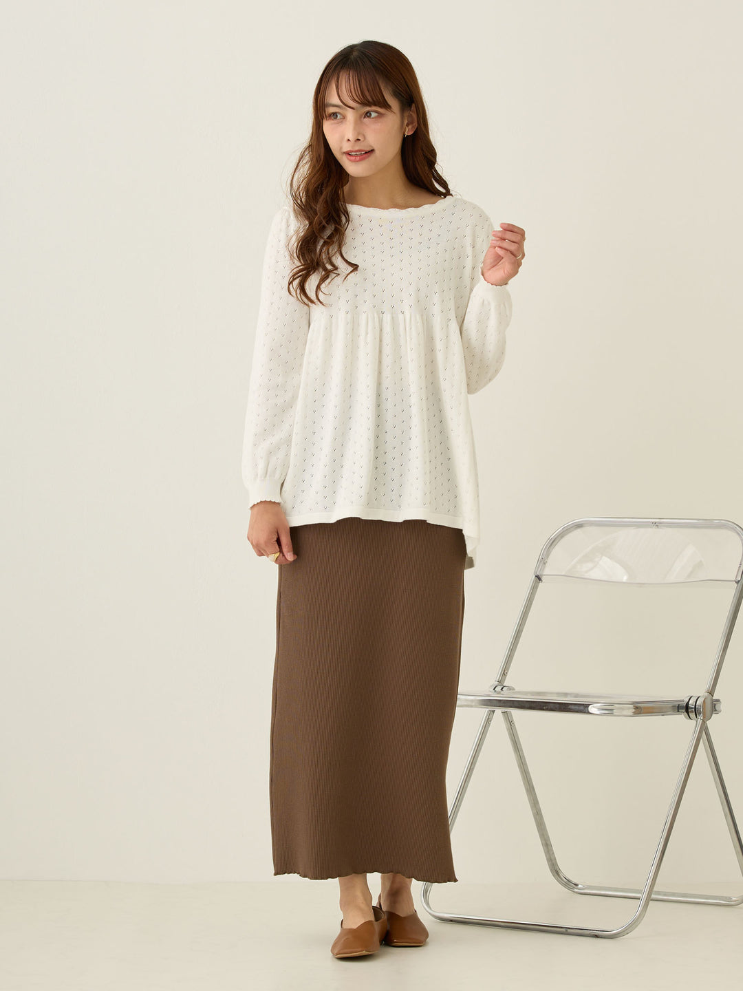 2wayアイレットカーディガン Ivory