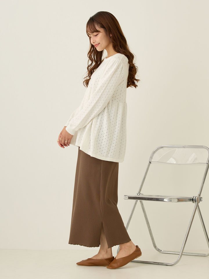 リブカットタイトスカート Brown