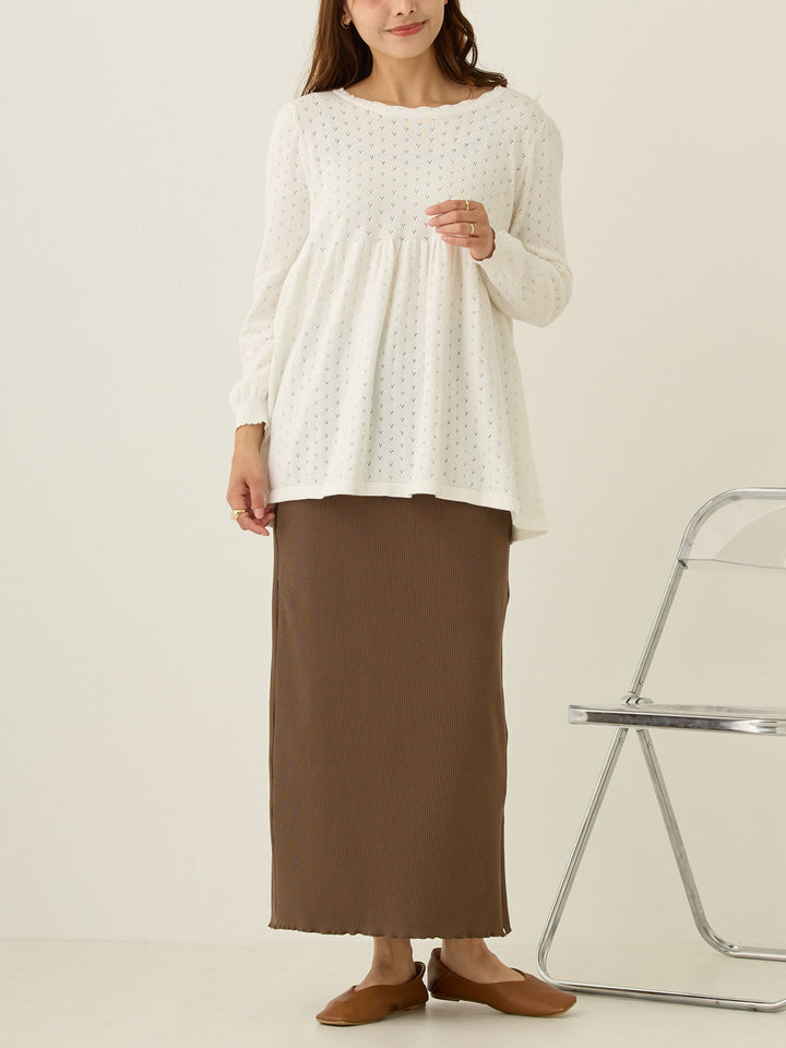リブカットタイトスカート Brown