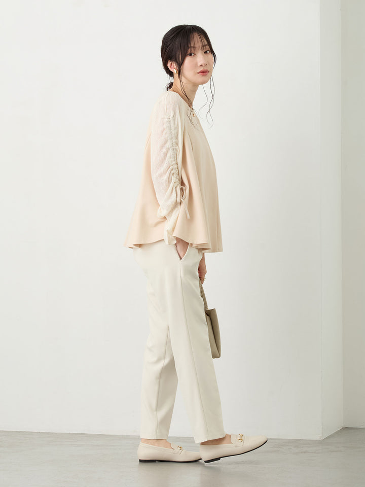 セレモニー対応・美脚見えマタニティテーパードパンツ Ivory