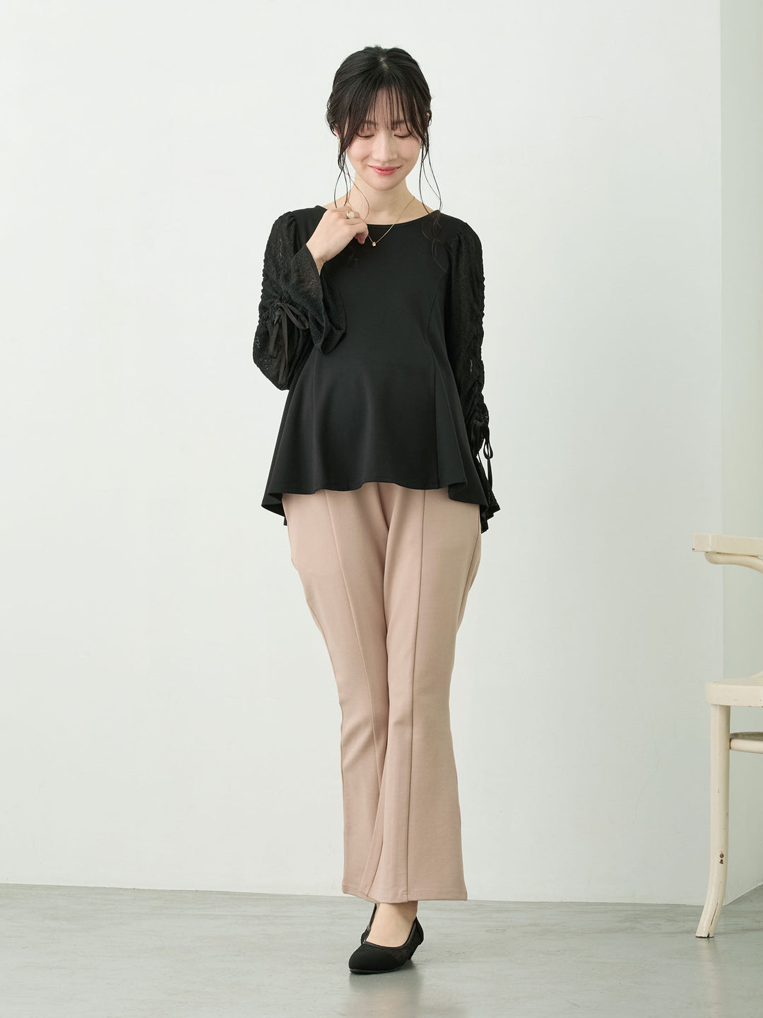ポンチフレアパンツ Beige