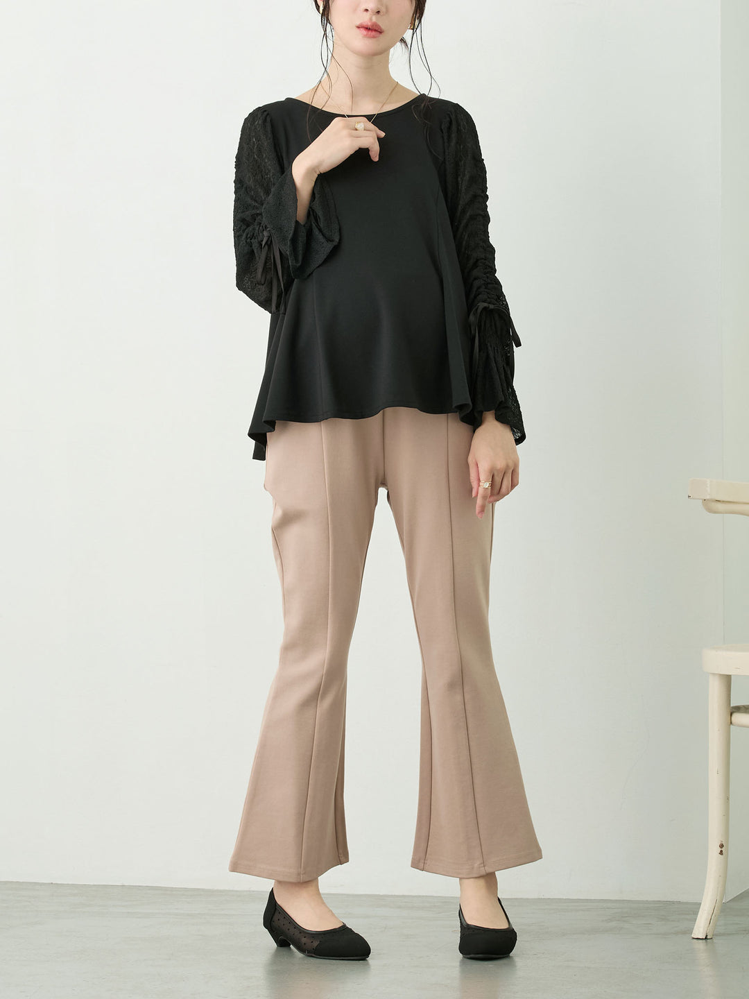 ポンチフレアパンツ Beige
