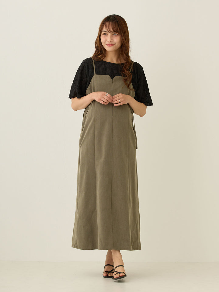 フラワージャガード半袖トップス Black