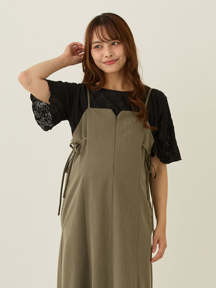 フラワージャガード半袖トップス Black