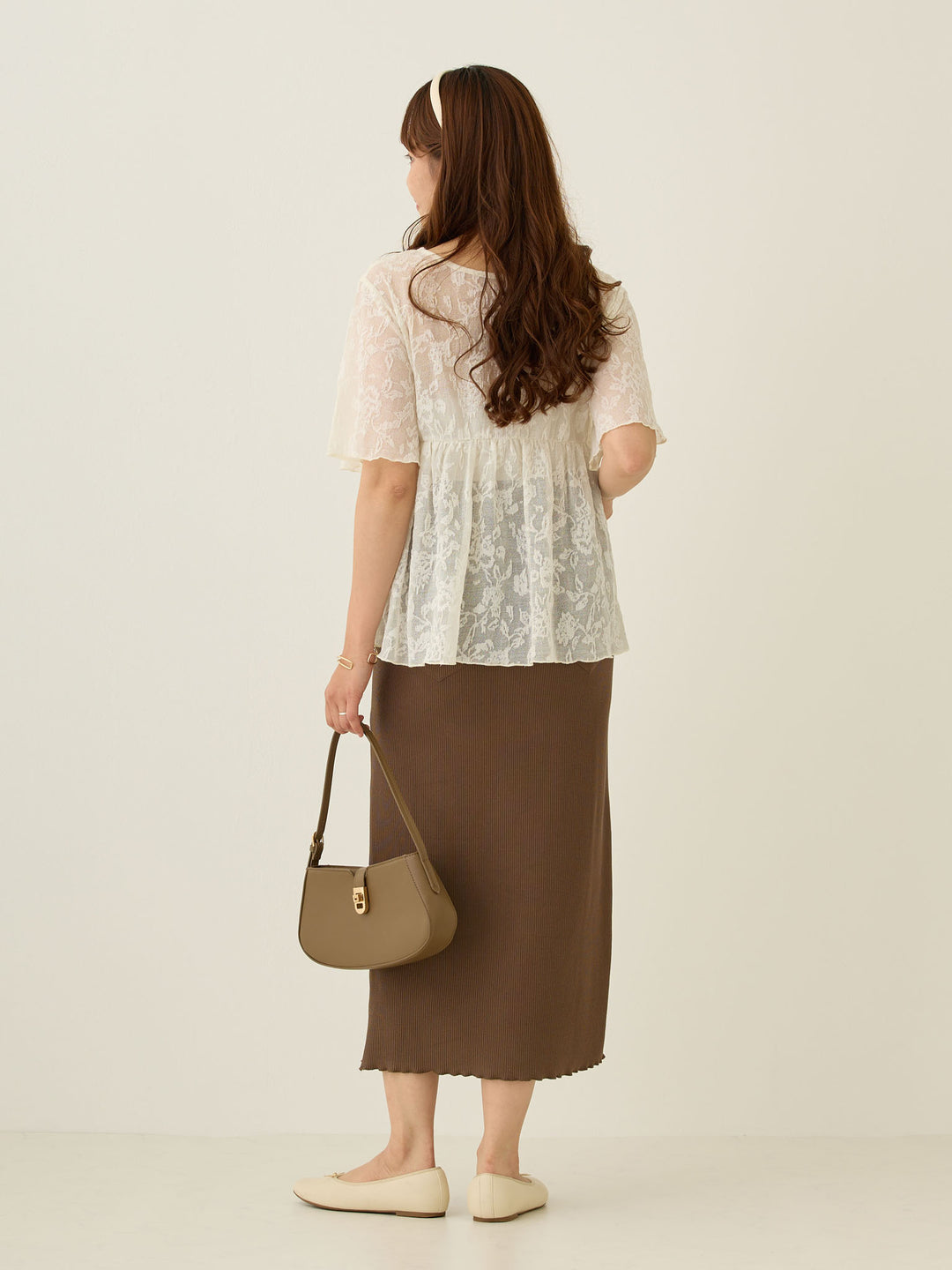 リブカットタイトスカート Brown