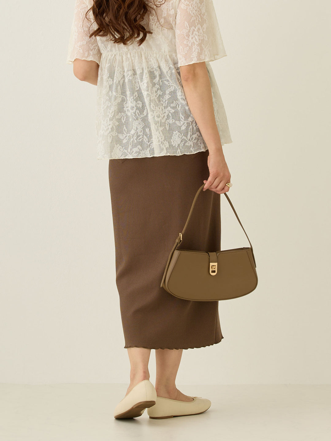 リブカットタイトスカート Brown