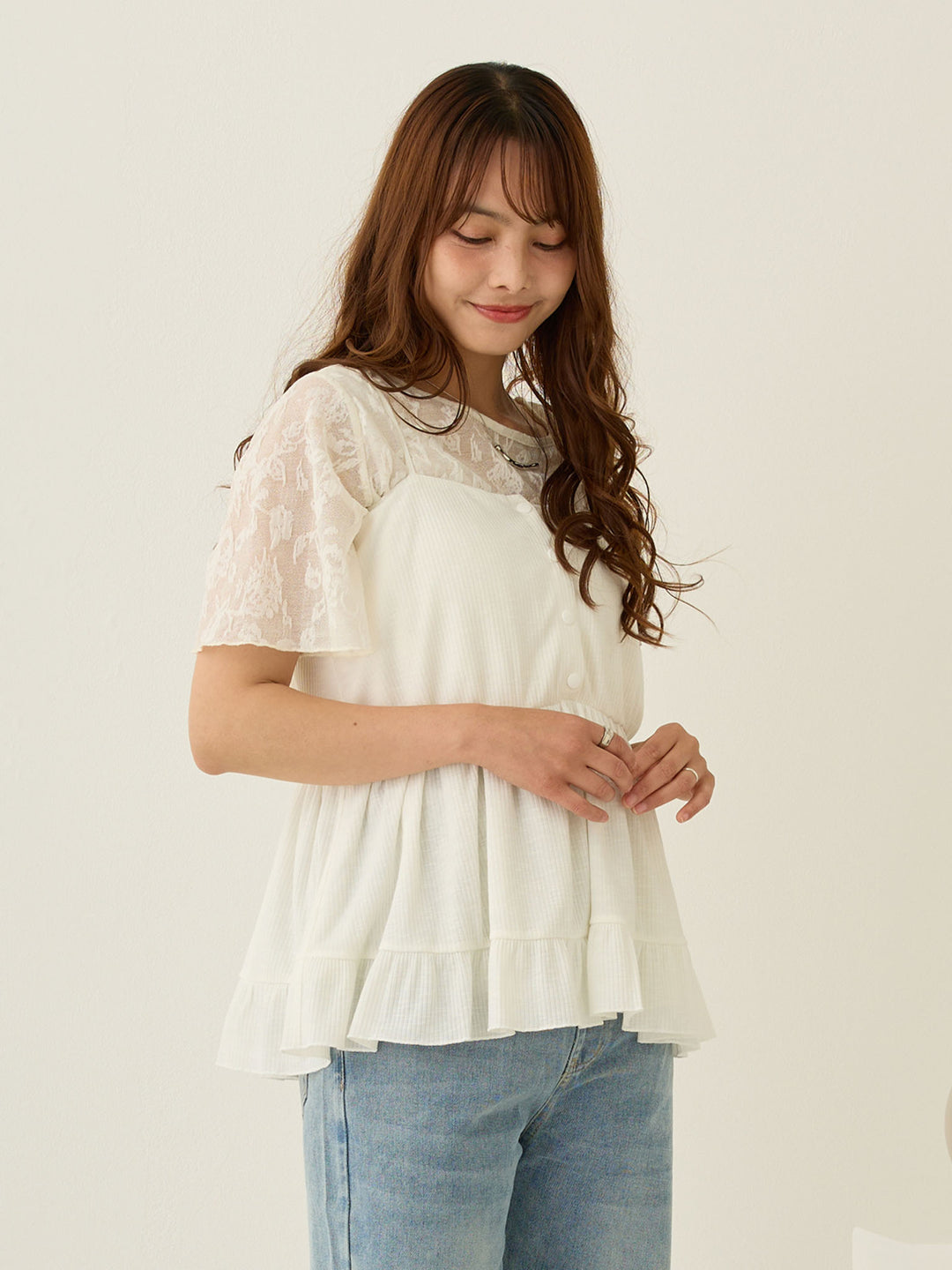 裾フリルキャミ White