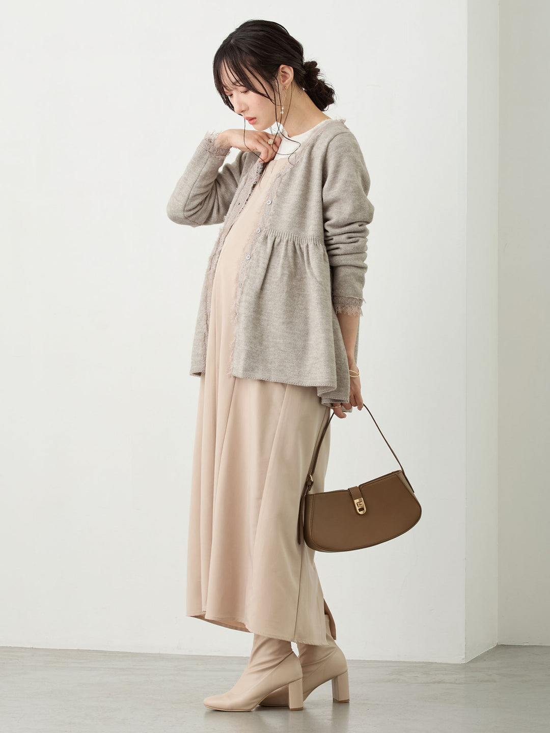 サイドリボンキャミワンピース Beige