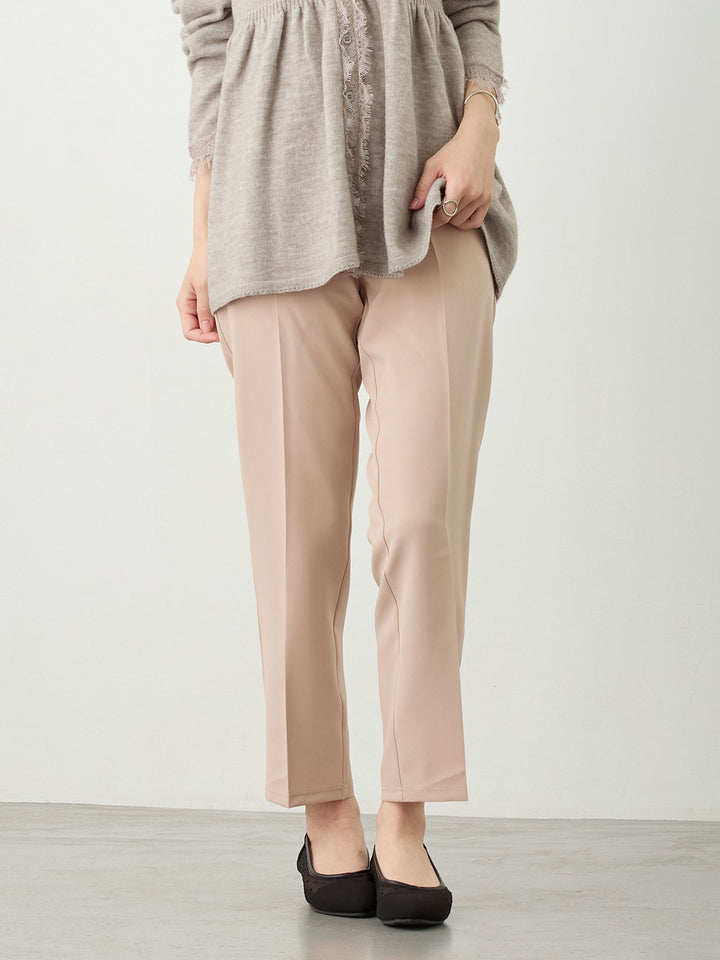 セレモニー対応・美脚見えマタニティテーパードパンツ Beige