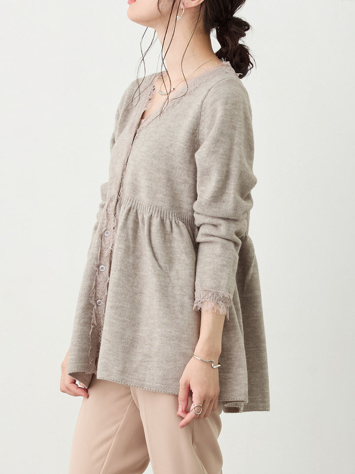 レース付きニット Gray