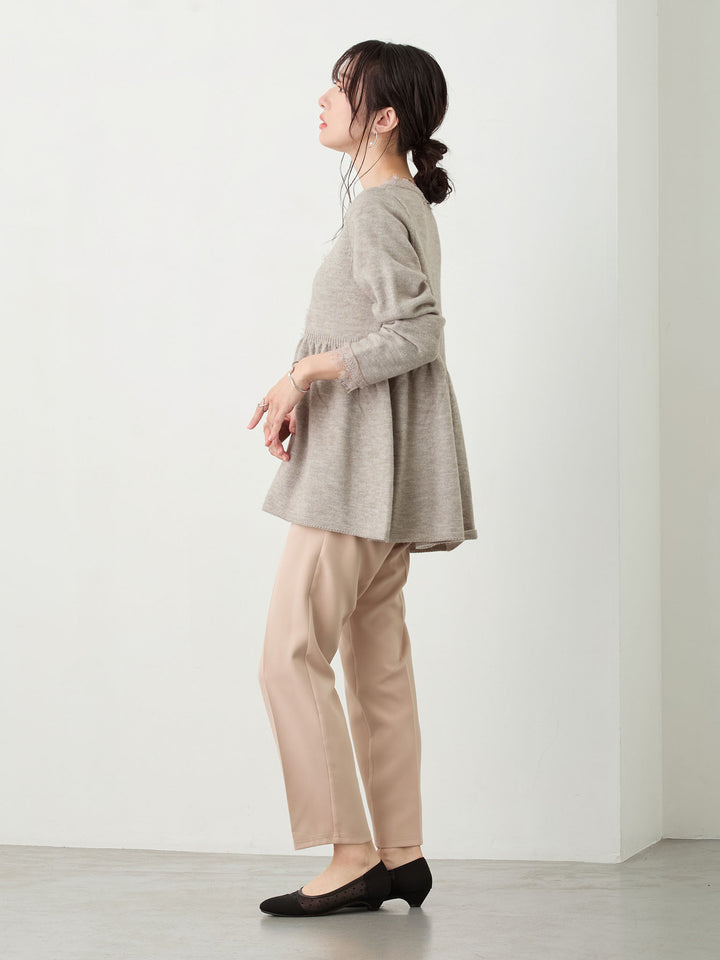 セレモニー対応・美脚見えマタニティテーパードパンツ Beige