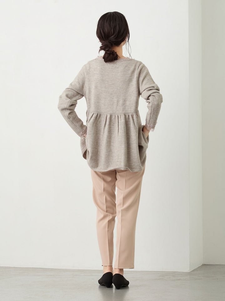 セレモニー対応・美脚見えマタニティテーパードパンツ Beige
