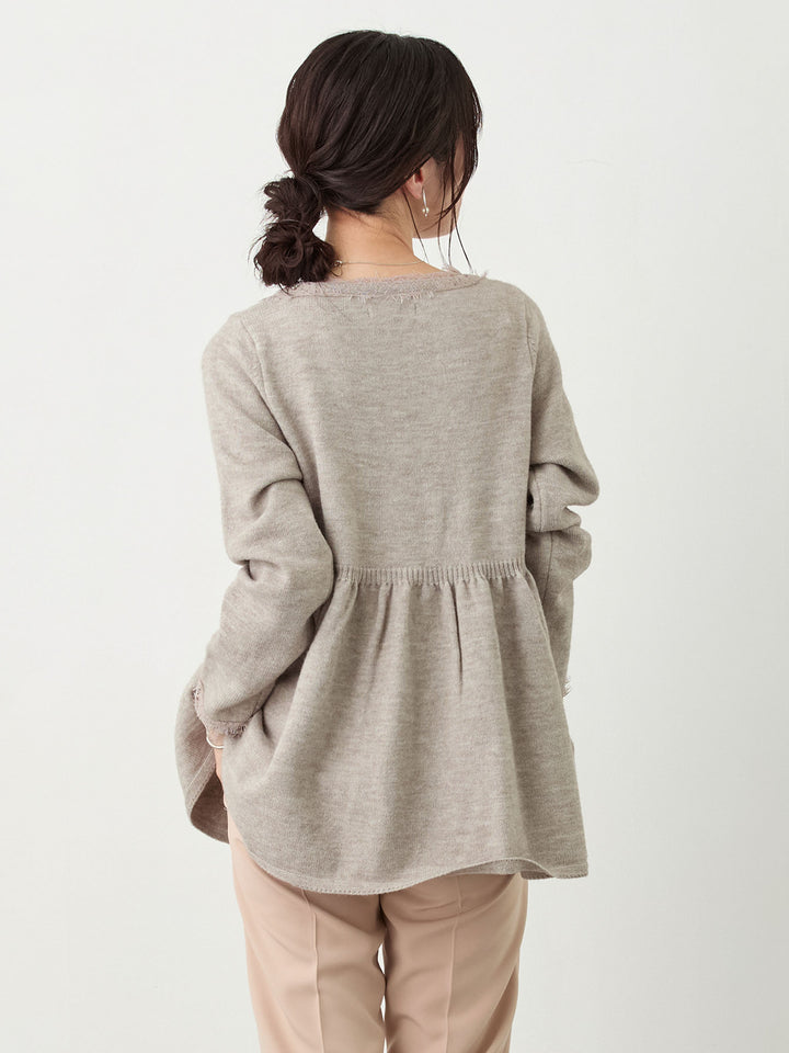 レース付きニット Gray