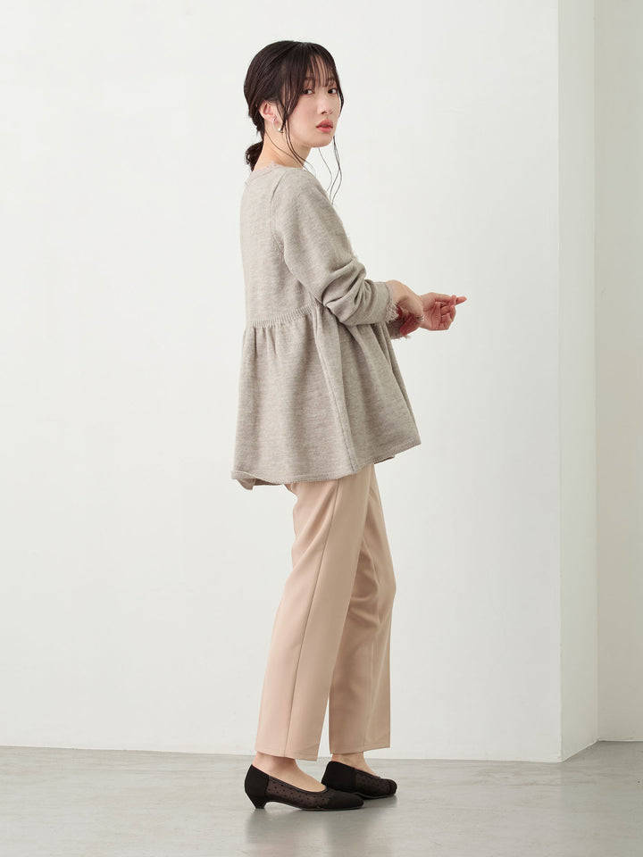 レース付きニット Gray