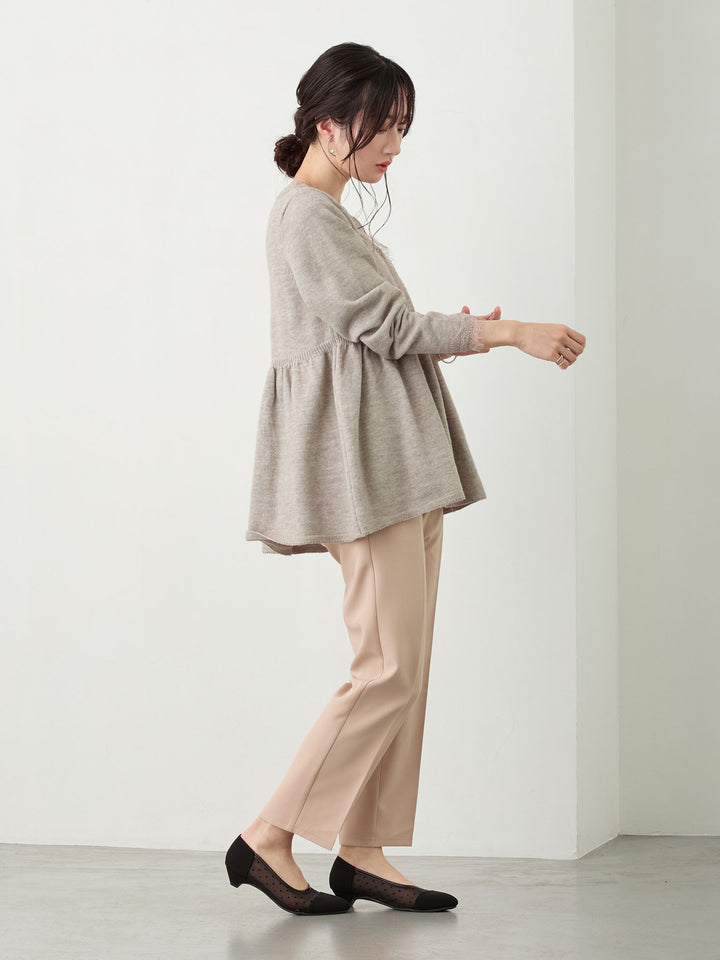 セレモニー対応・美脚見えマタニティテーパードパンツ Beige