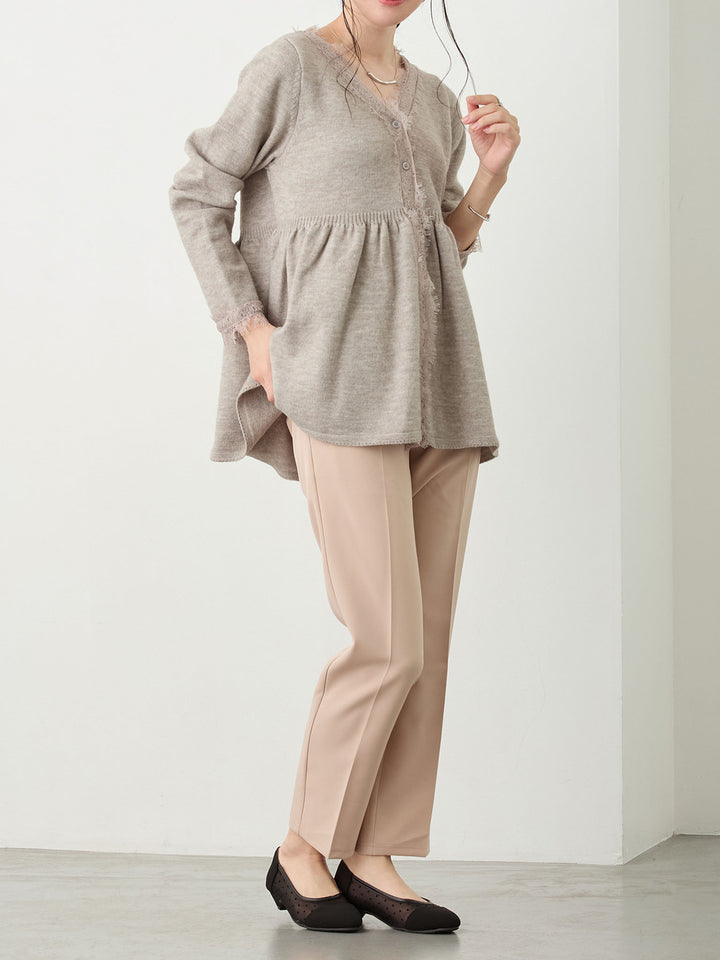 セレモニー対応・美脚見えマタニティテーパードパンツ Beige