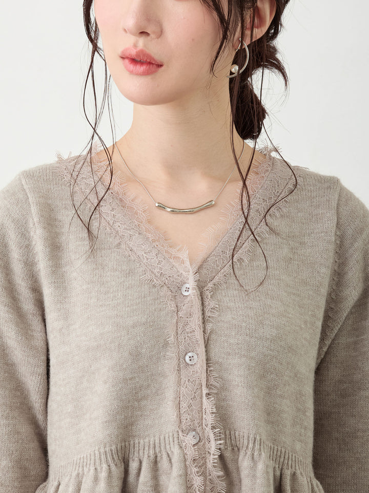 レース付きニット Gray