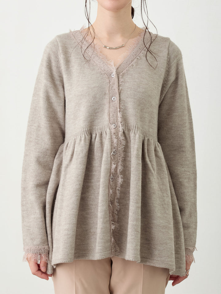 レース付きニット Gray