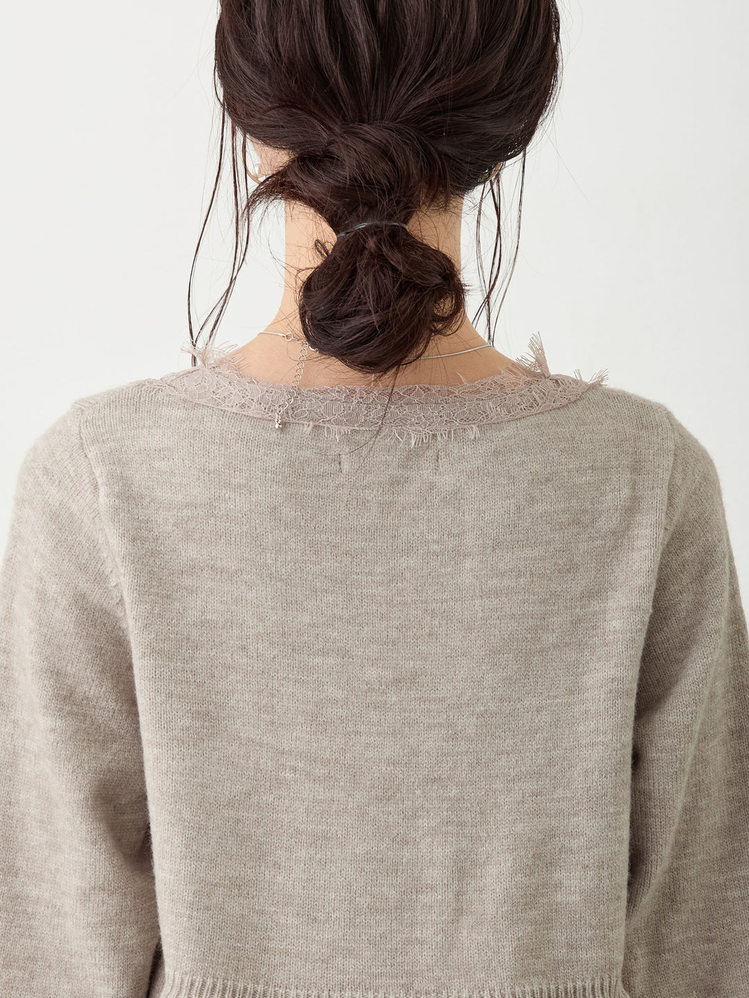 レース付きニット Gray
