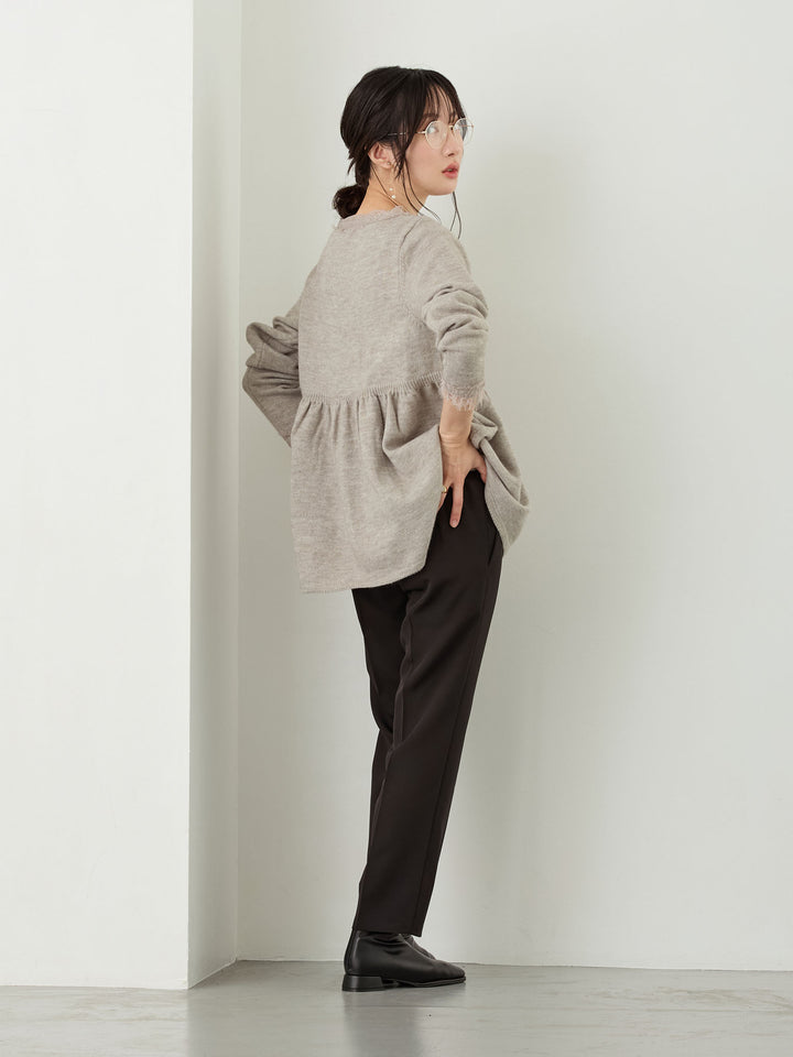 レース付きニット Gray