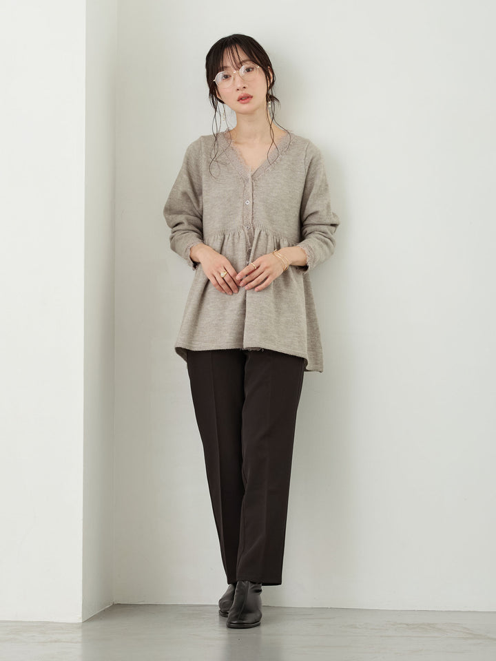 レース付きニット Gray