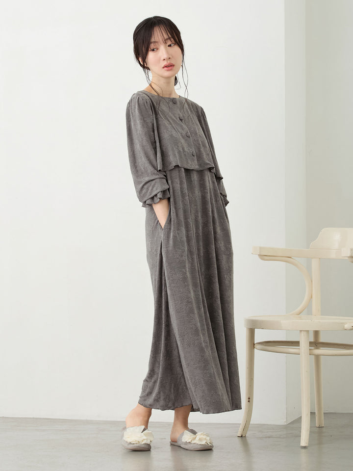 カップ付きジャガードルームワンピ Gray