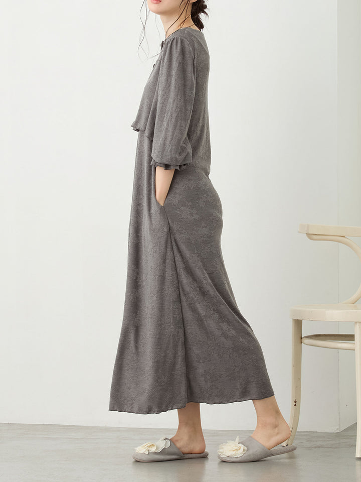 カップ付きジャガードルームワンピ Gray