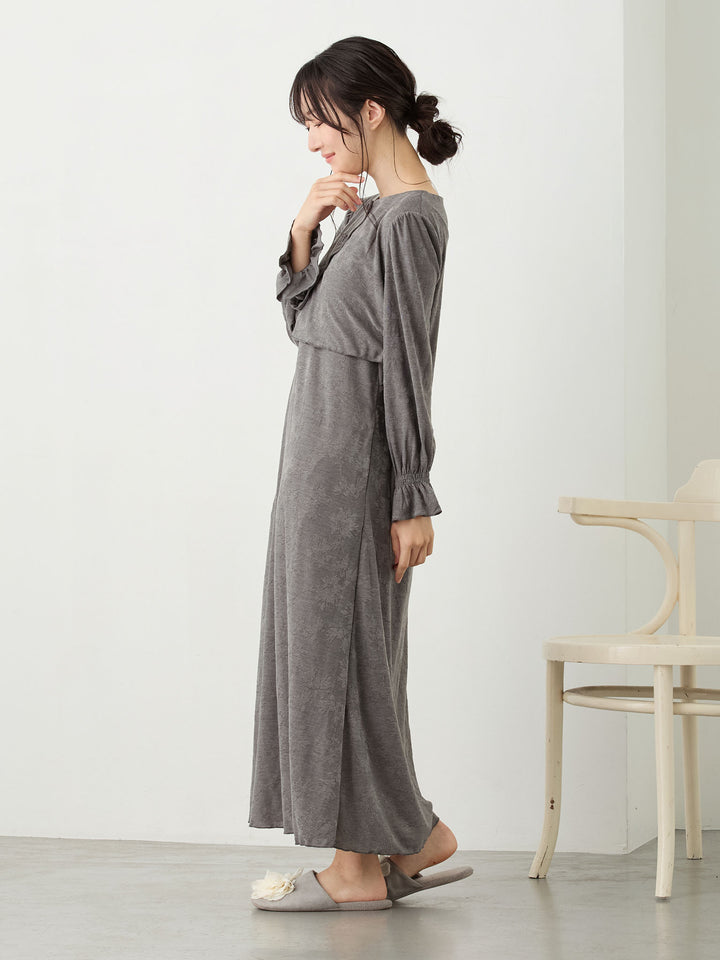 カップ付きジャガードルームワンピ Gray