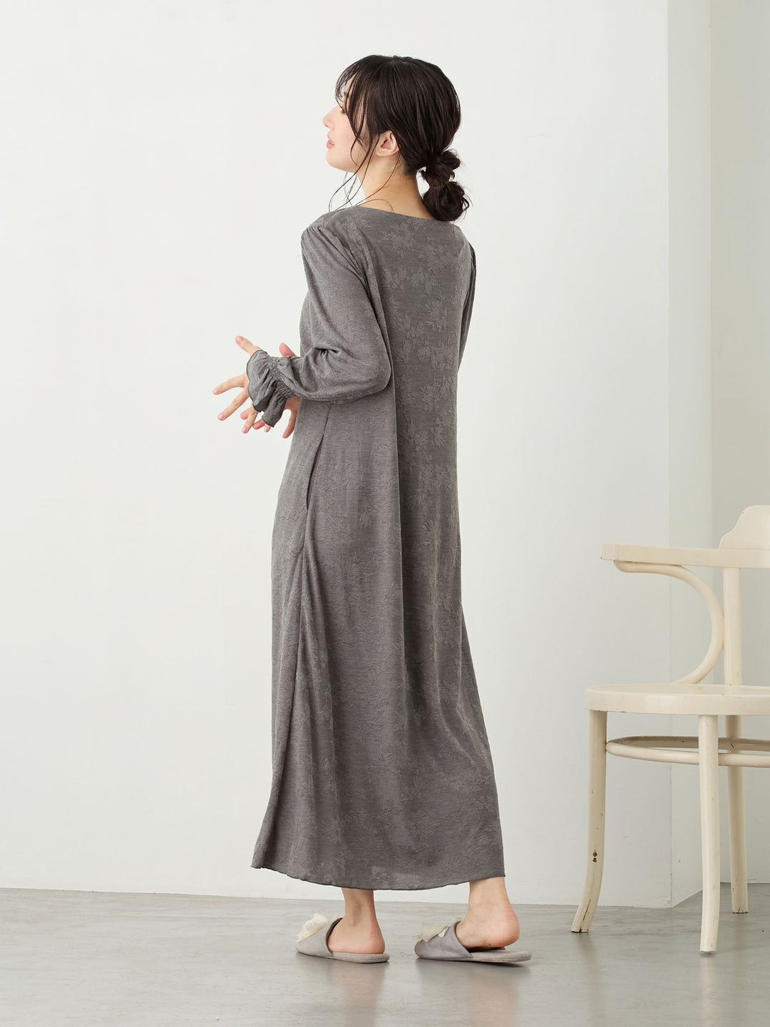 カップ付きジャガードルームワンピ Gray