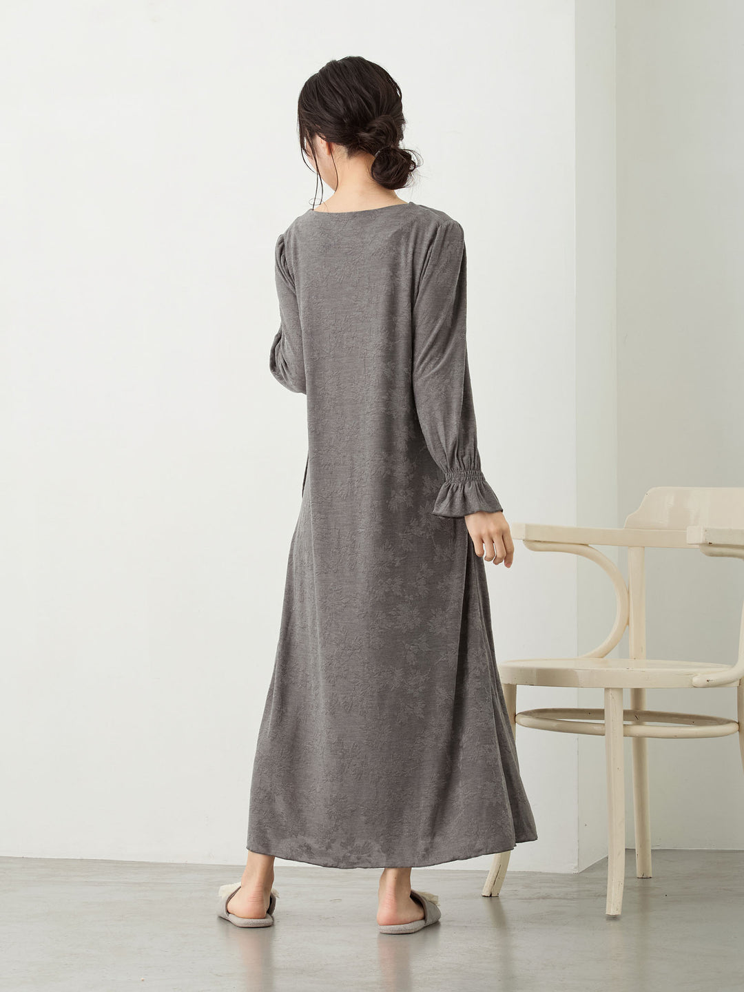 カップ付きジャガードルームワンピ Gray