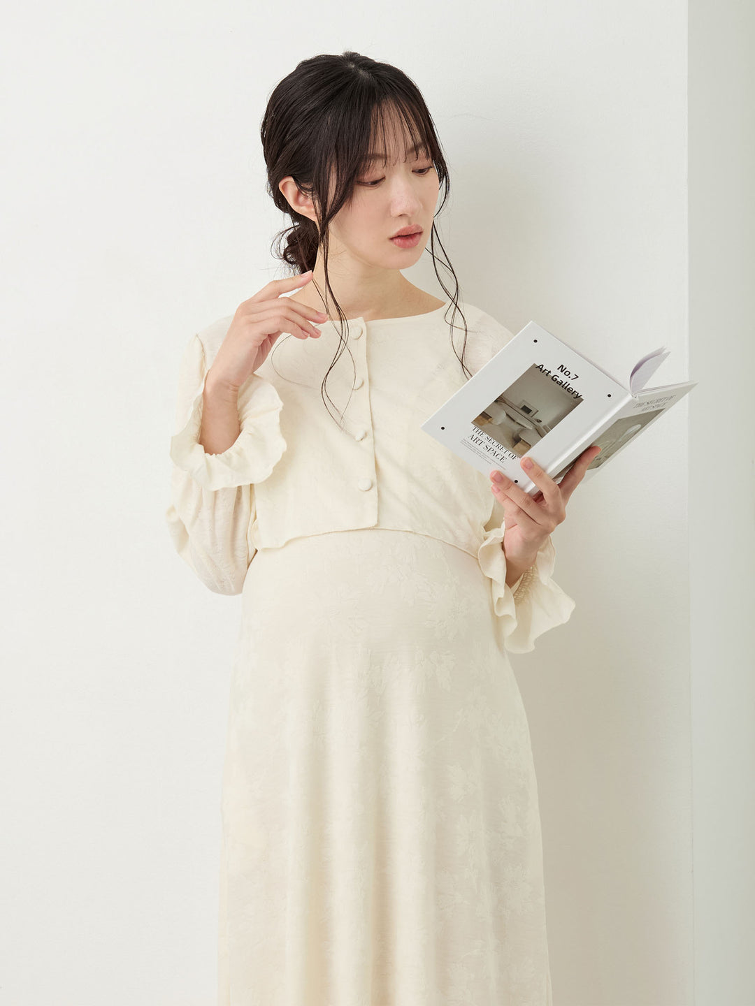 カップ付きジャガードルームワンピ Ivory