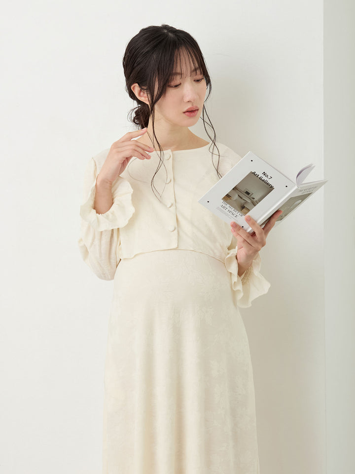 カップ付きジャガードルームワンピ Ivory
