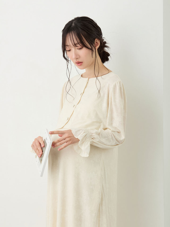 カップ付きジャガードルームワンピ Ivory