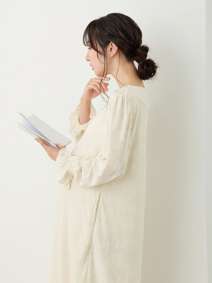 カップ付きジャガードルームワンピ Ivory