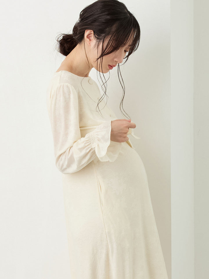 カップ付きジャガードルームワンピ Ivory