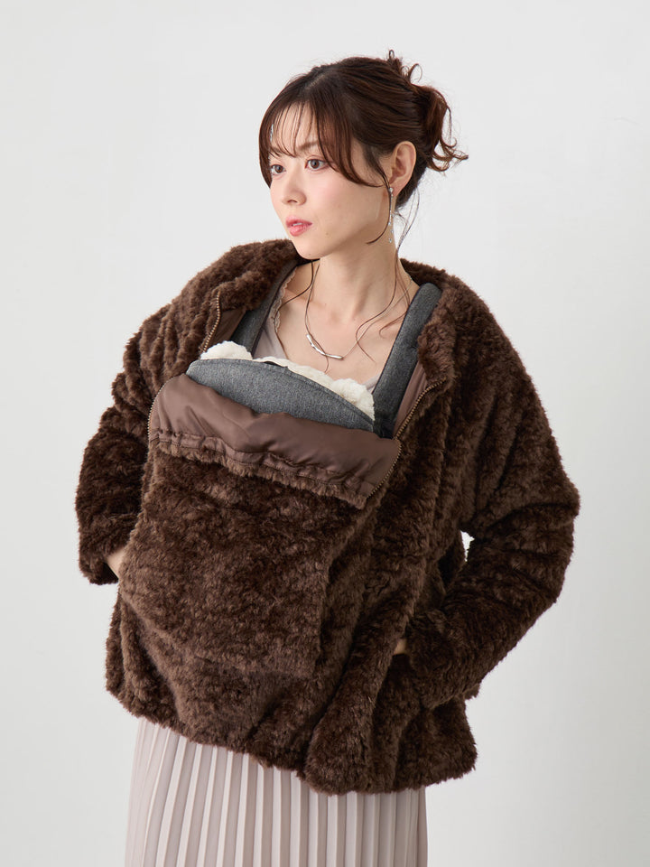 ダッカー付きフラッフィーアウター Brown