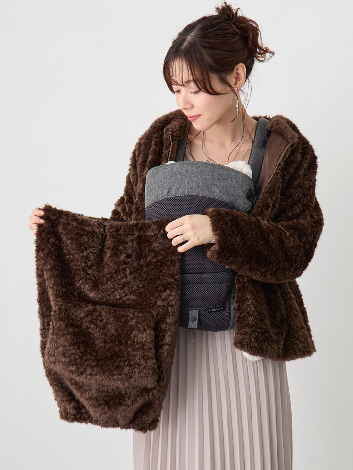 ダッカー付きフラッフィーアウター Brown