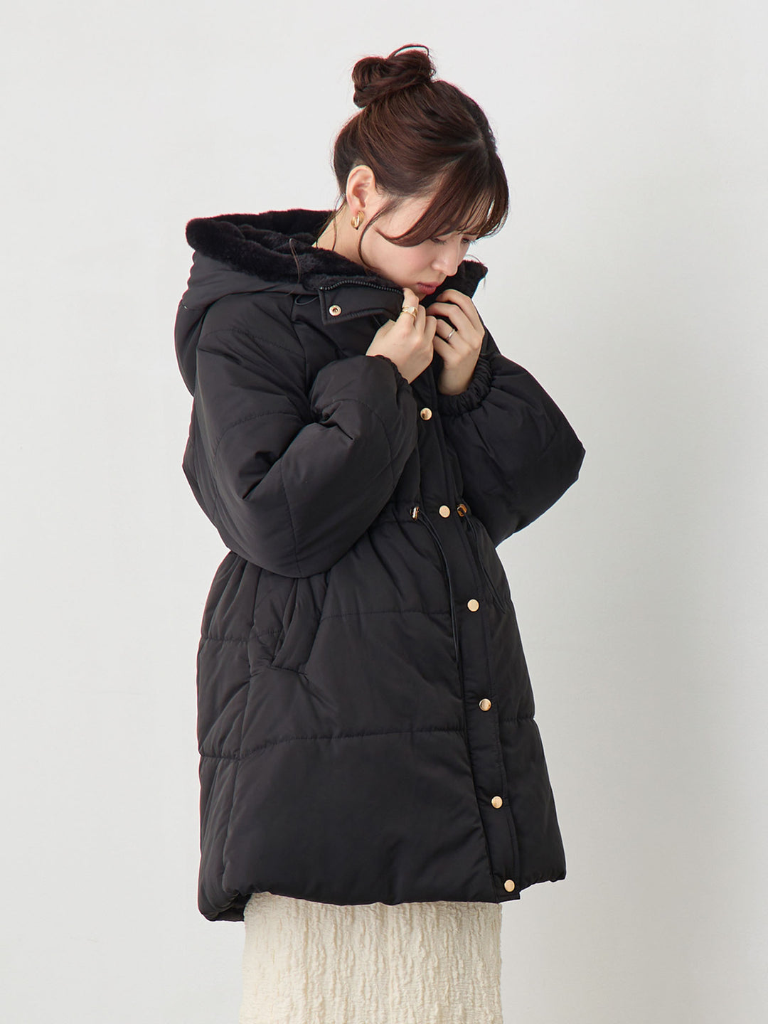ダッカー付き中綿アウター Black