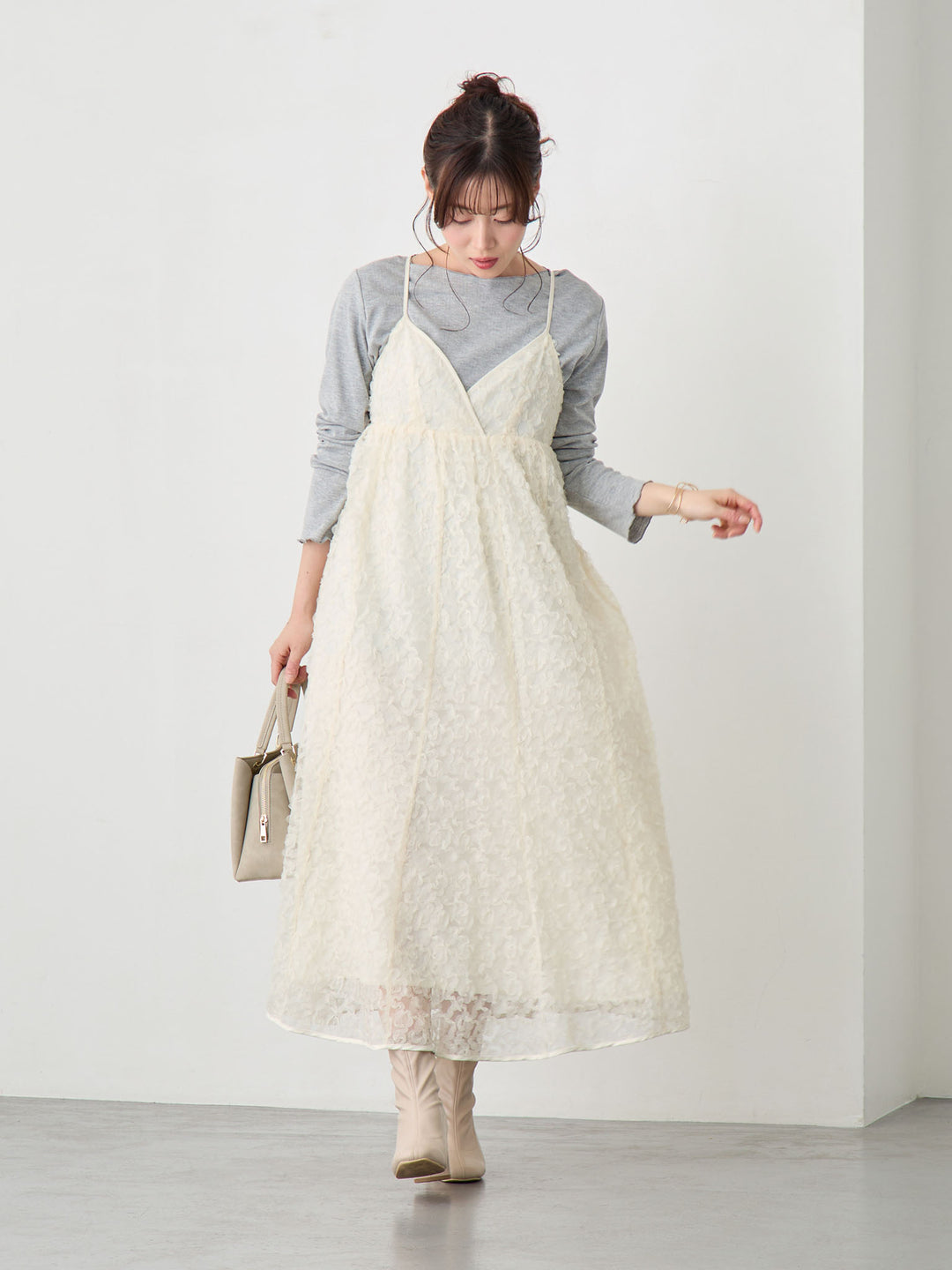 カシュクールレースキャミワンピース Ivory